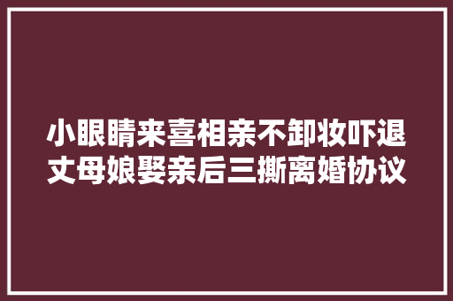 小眼睛来喜相亲不卸妆吓退丈母娘娶亲后三撕离婚协议