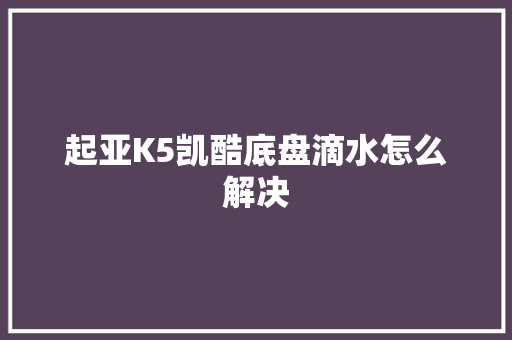 起亚K5凯酷底盘滴水怎么解决