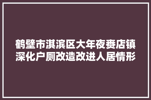 鹤壁市淇滨区大年夜赉店镇深化户厕改造改进人居情形