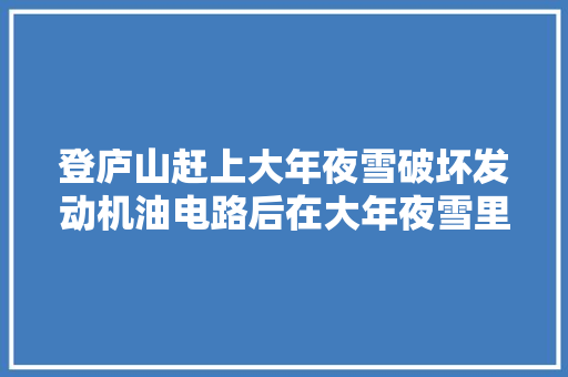 登庐山赶上大年夜雪破坏发动机油电路后在大年夜雪里走了十个小时遇救