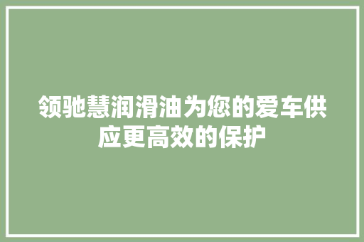 领驰慧润滑油为您的爱车供应更高效的保护