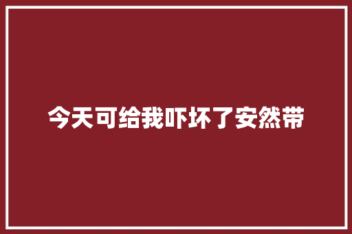今天可给我吓坏了安然带