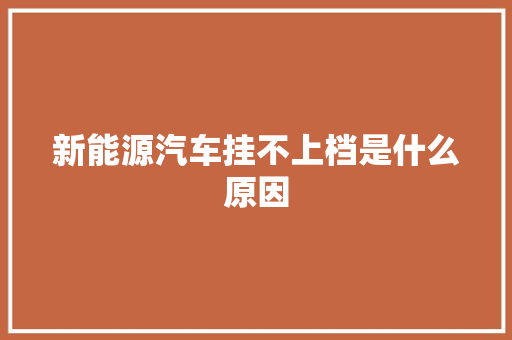新能源汽车挂不上档是什么原因