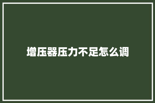 增压器压力不足怎么调