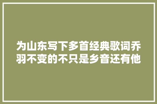 为山东写下多首经典歌词乔羽不变的不只是乡音还有他的乡情