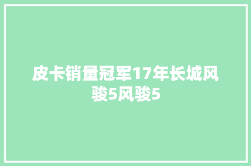 皮卡销量冠军17年长城风骏5风骏5