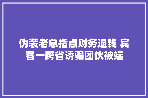 伪装老总指点财务退钱 宾客一跨省诱骗团伙被端
