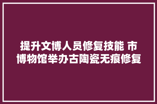提升文博人员修复技能 市博物馆举办古陶瓷无痕修复技能培训班