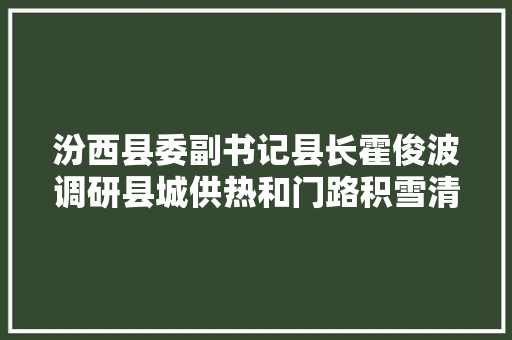 汾西县委副书记县长霍俊波调研县城供热和门路积雪清运工作
