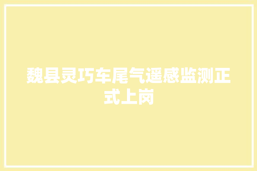魏县灵巧车尾气遥感监测正式上岗