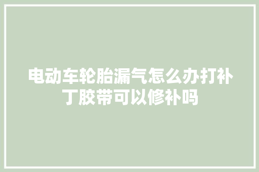 电动车轮胎漏气怎么办打补丁胶带可以修补吗