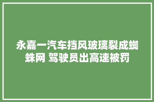 永嘉一汽车挡风玻璃裂成蜘蛛网 驾驶员出高速被罚