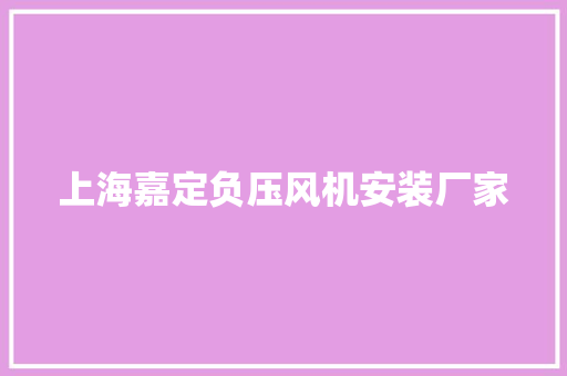 上海嘉定负压风机安装厂家