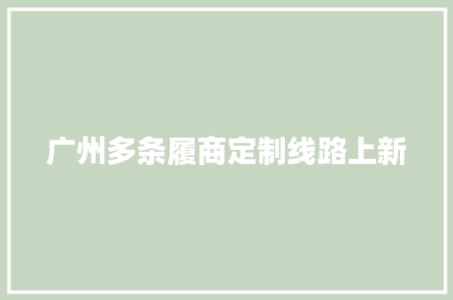 广州多条履商定制线路上新