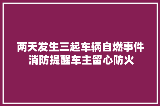 两天发生三起车辆自燃事件 消防提醒车主留心防火