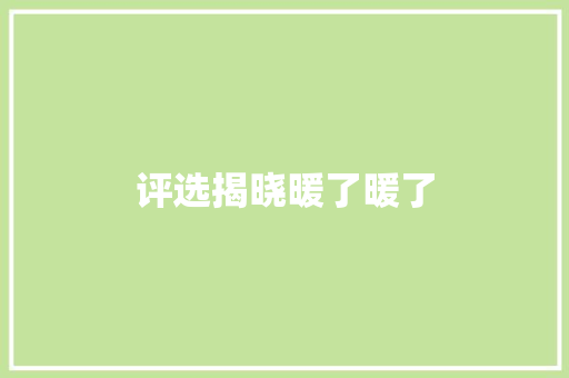 评选揭晓暖了暖了