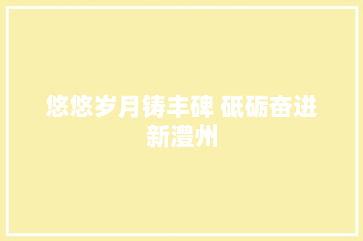 悠悠岁月铸丰碑 砥砺奋进新澧州