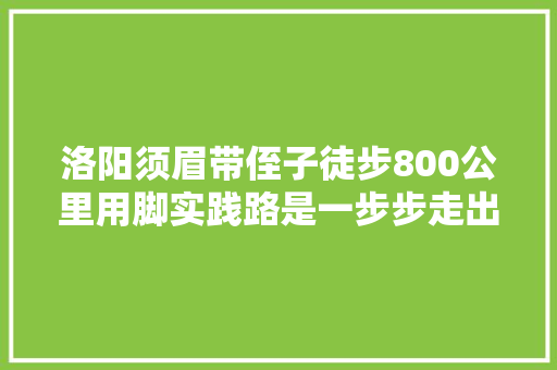 洛阳须眉带侄子徒步800公里用脚实践路是一步步走出来的