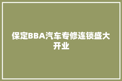 保定BBA汽车专修连锁盛大开业