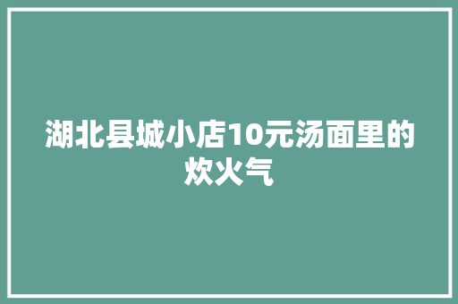 湖北县城小店10元汤面里的炊火气