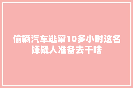 偷辆汽车逃窜10多小时这名嫌疑人准备去干啥