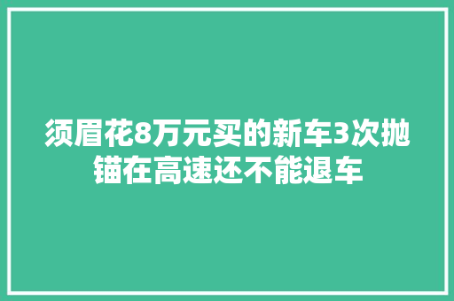 须眉花8万元买的新车3次抛锚在高速还不能退车