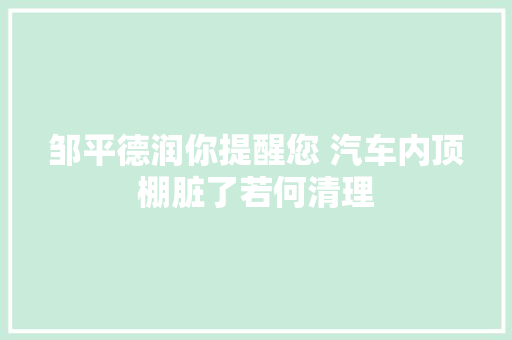 邹平德润你提醒您 汽车内顶棚脏了若何清理