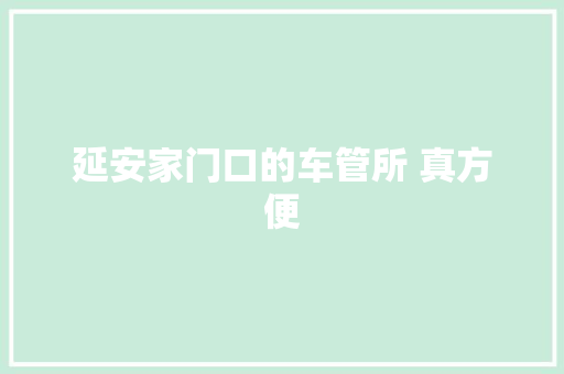 延安家门口的车管所 真方便