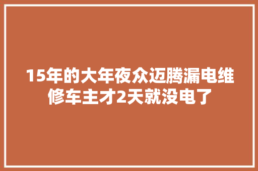 15年的大年夜众迈腾漏电维修车主才2天就没电了