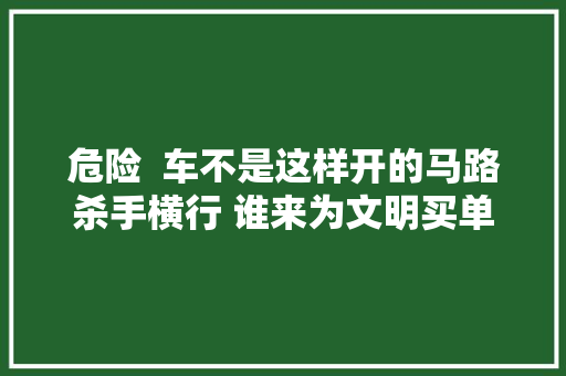 危险  车不是这样开的马路杀手横行 谁来为文明买单