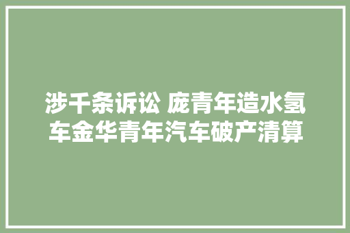 涉千条诉讼 庞青年造水氢车金华青年汽车破产清算