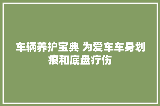 车辆养护宝典 为爱车车身划痕和底盘疗伤