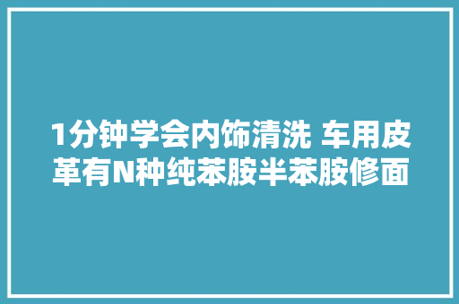 1分钟学会内饰清洗 车用皮革有N种纯苯胺半苯胺修面