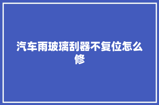 汽车雨玻璃刮器不复位怎么修