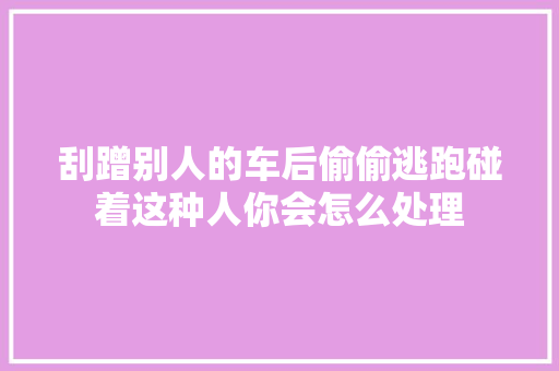 刮蹭别人的车后偷偷逃跑碰着这种人你会怎么处理