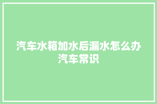 汽车水箱加水后漏水怎么办汽车常识