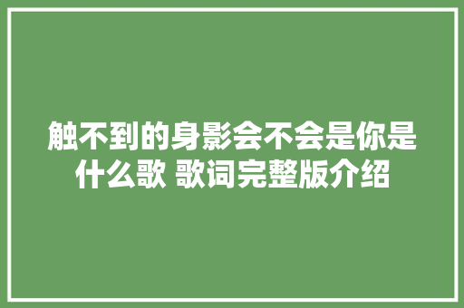 触不到的身影会不会是你是什么歌 歌词完整版介绍