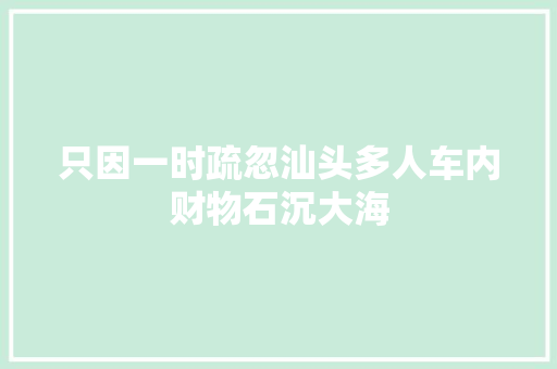 只因一时疏忽汕头多人车内财物石沉大海