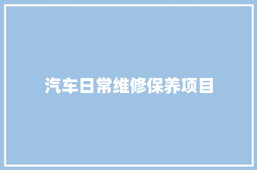 汽车日常维修保养项目 汽车知识