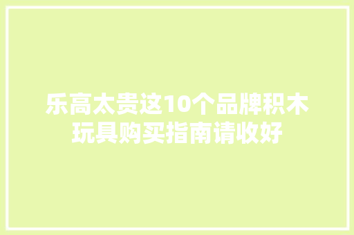 乐高太贵这10个品牌积木玩具购买指南请收好