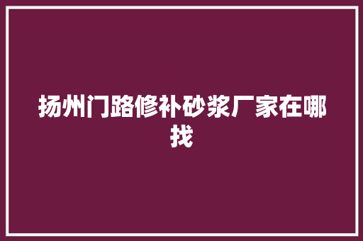扬州门路修补砂浆厂家在哪找