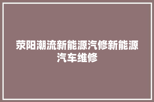 荥阳潮流新能源汽修新能源汽车维修