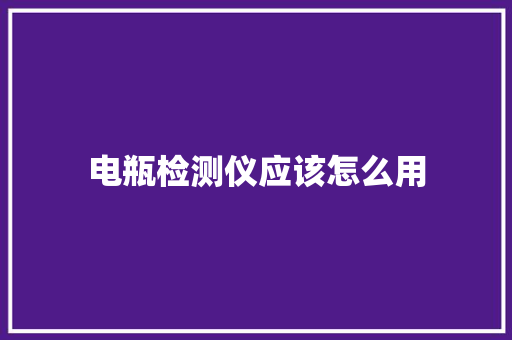 电瓶检测仪应该怎么用