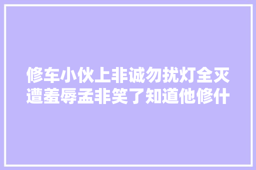 修车小伙上非诚勿扰灯全灭遭羞辱孟非笑了知道他修什么车