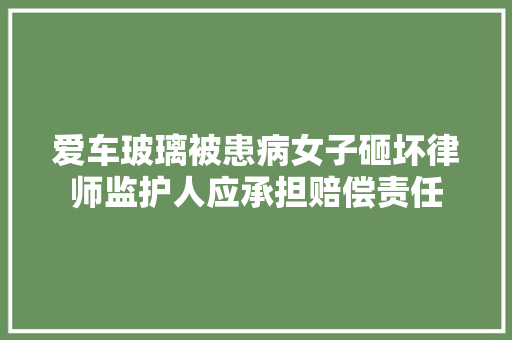 爱车玻璃被患病女子砸坏律师监护人应承担赔偿责任
