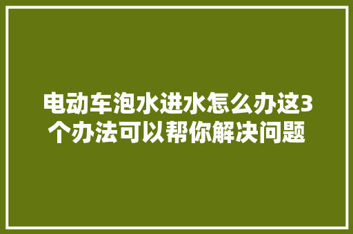 电动车泡水进水怎么办这3个办法可以帮你解决问题