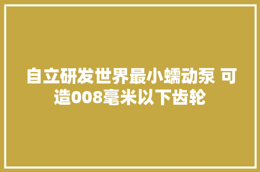 自立研发世界最小蠕动泵 可造008毫米以下齿轮