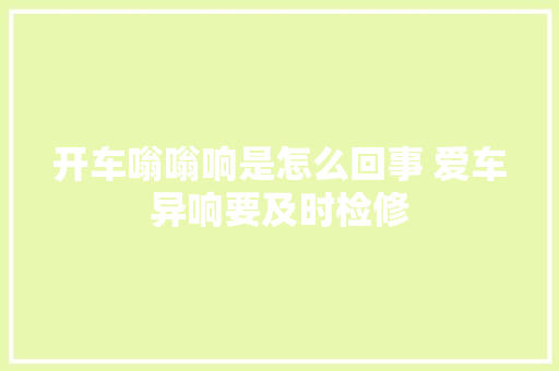 开车嗡嗡响是怎么回事 爱车异响要及时检修