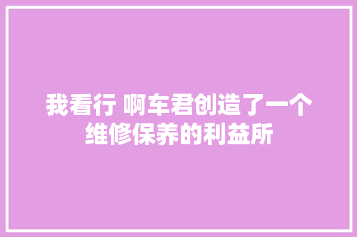 我看行 啊车君创造了一个维修保养的利益所