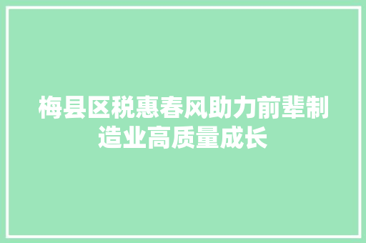 梅县区税惠春风助力前辈制造业高质量成长